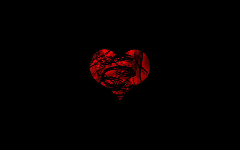 Red Heart Shape — Black, Dark