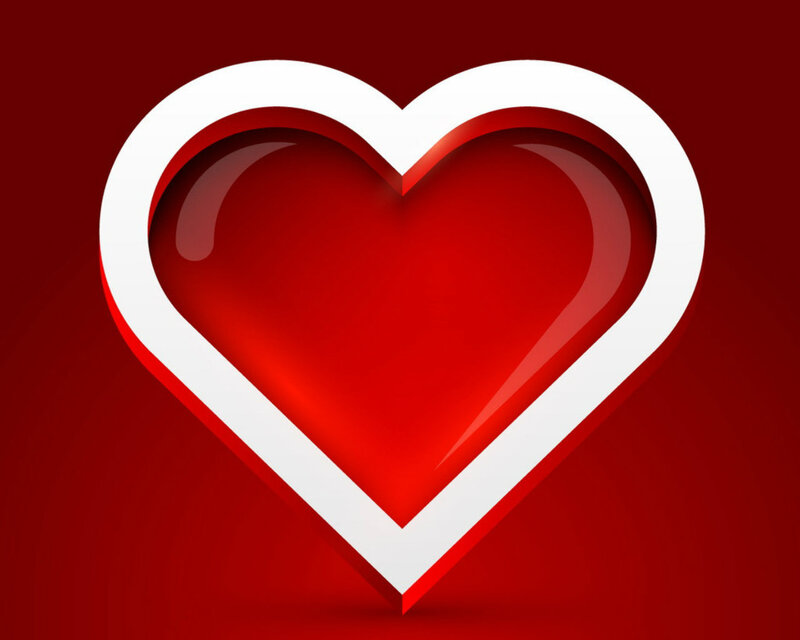Red Heart Shape — Calm, 3d Render, White Outline