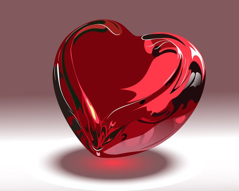 Red Heart Shape — Calm, Digital Art, Shadow