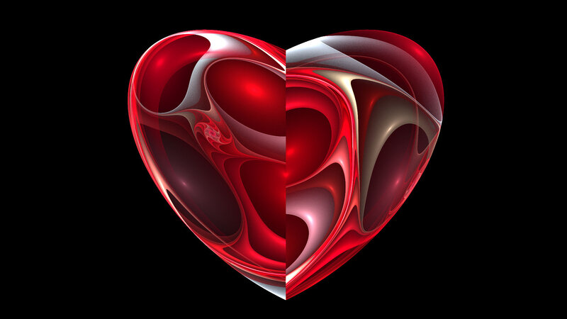 Red Heart Shape — Dramatic, Digital Art, Black Background