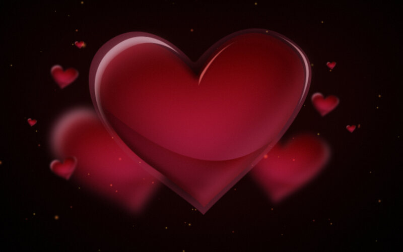 Red Heart Shape — Romantic, Night