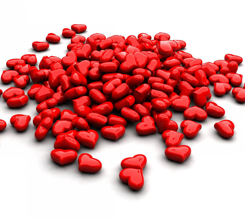 Red Heart-shaped Candies — Neutral, 3d Render