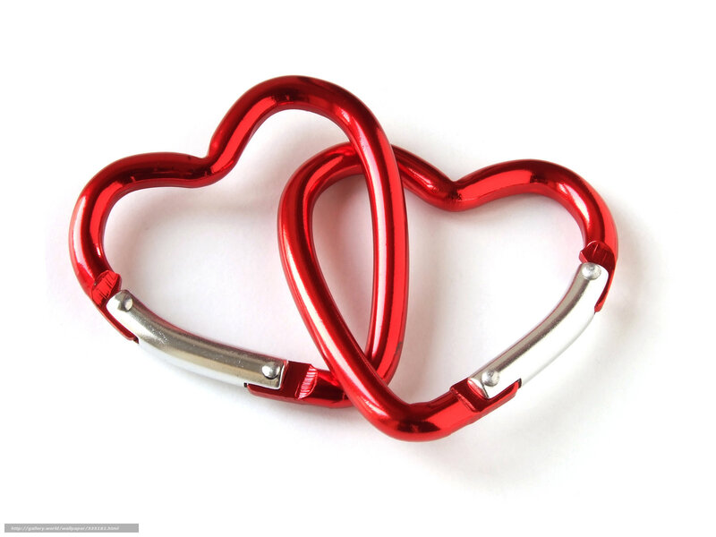 Red heart-shaped carabiners