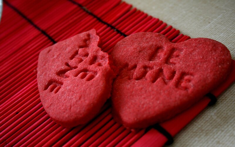Red heart-shaped cookies
