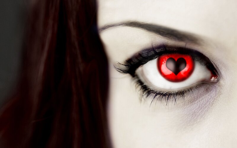 red heart-shaped eye