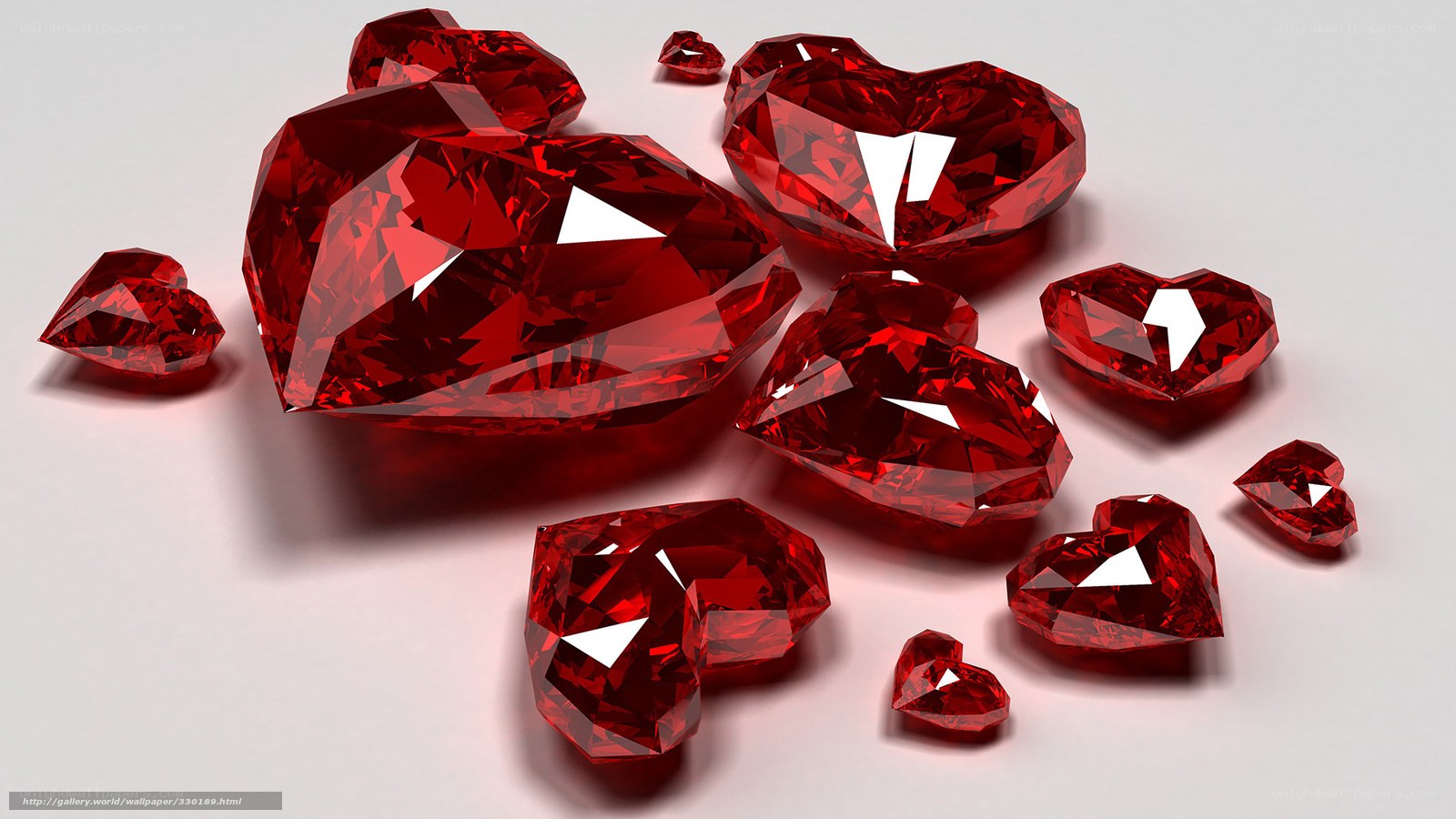 Red heart-shaped gemstones