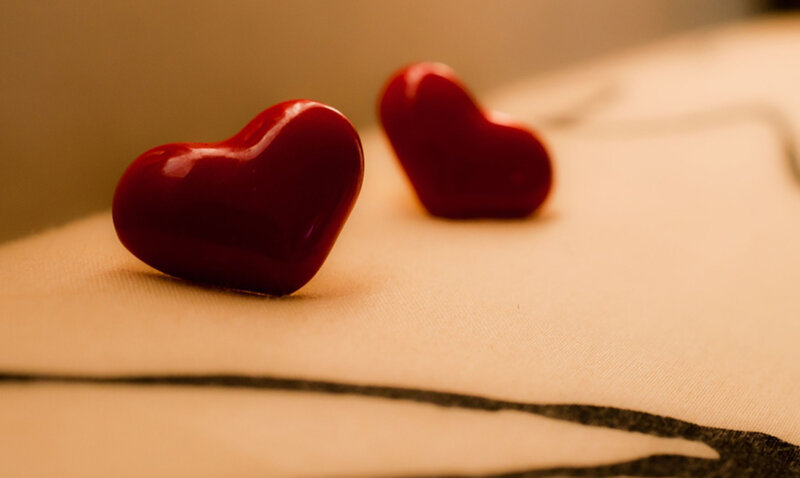 Red Heart-shaped Objects — Calm, Photograph, Fabric