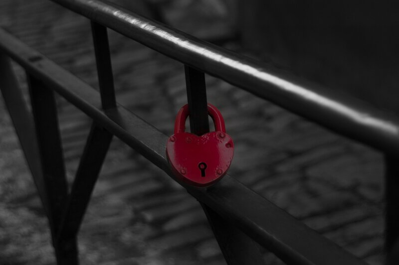 Red Heart-shaped Padlock — Dramatic