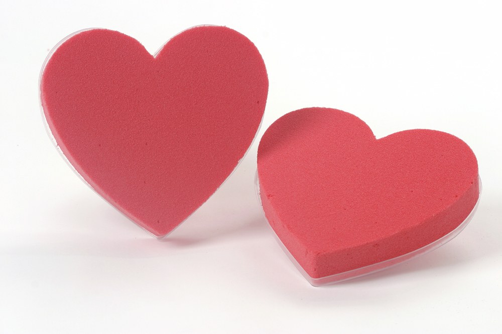 red heart-shaped sponges