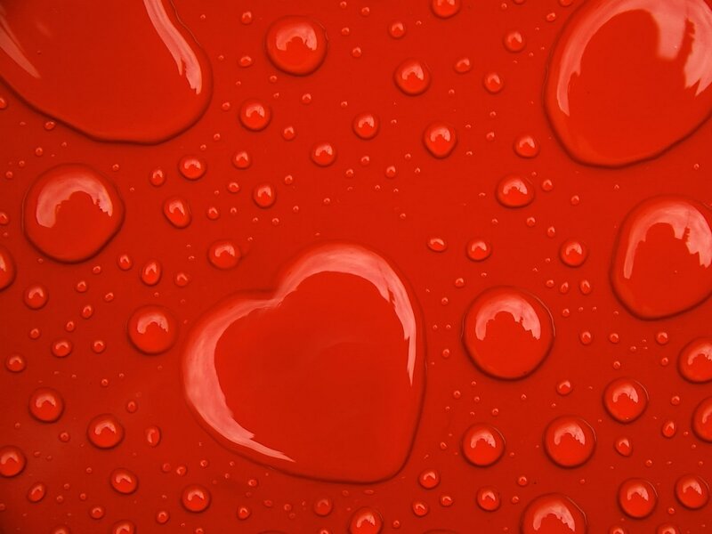 Red Heart-shaped Water Droplet