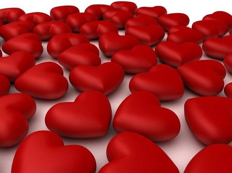 Red Heart Shapes — Calm, 3d Render, Hearts