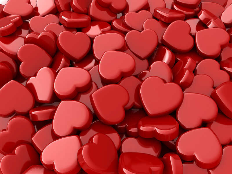 Red Heart Shapes — Calm, 3d Render