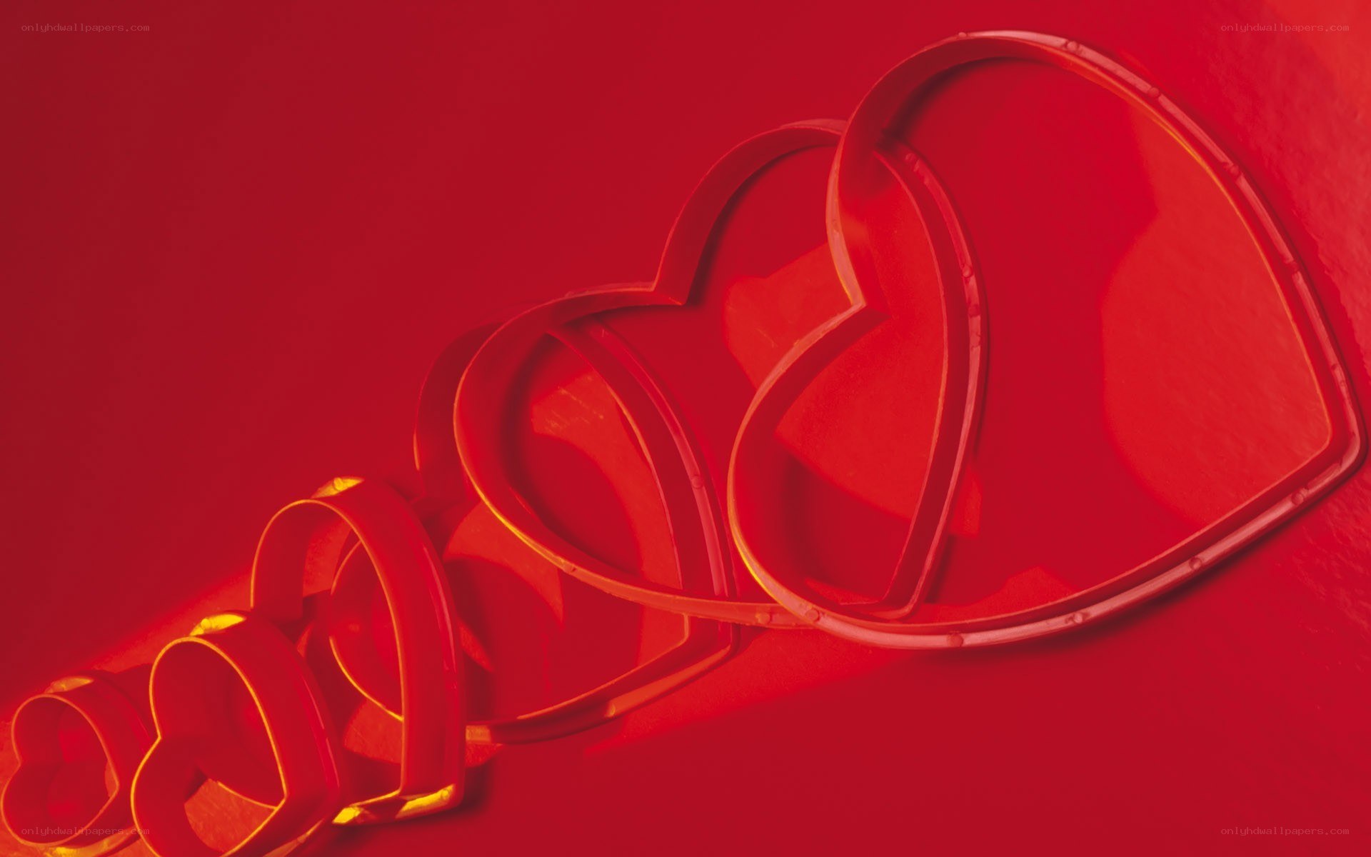 Red heart shapes in a row