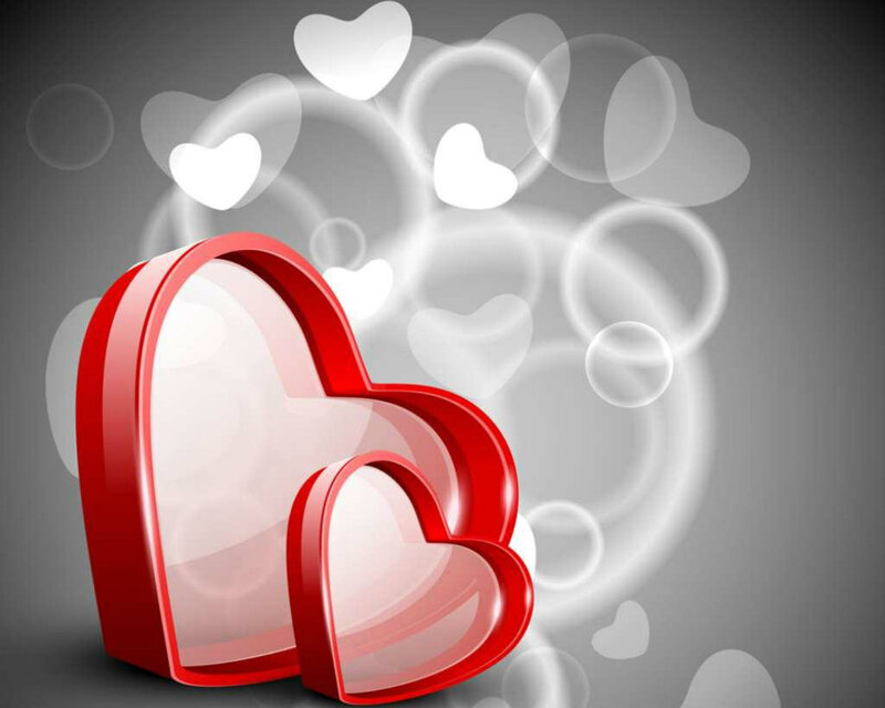 Red Heart Shapes — Romantic, 3d Render
