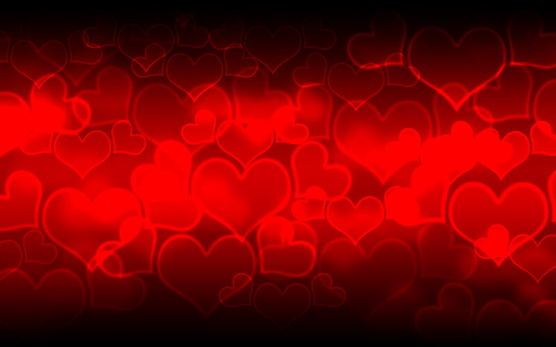 Red Heart Shapes — Romantic, Digital Art