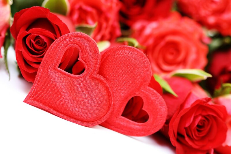 Red Heart Shapes with Roses