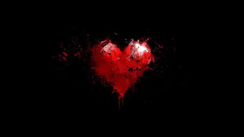 Red Heart Splatter — Dark, Digital Art