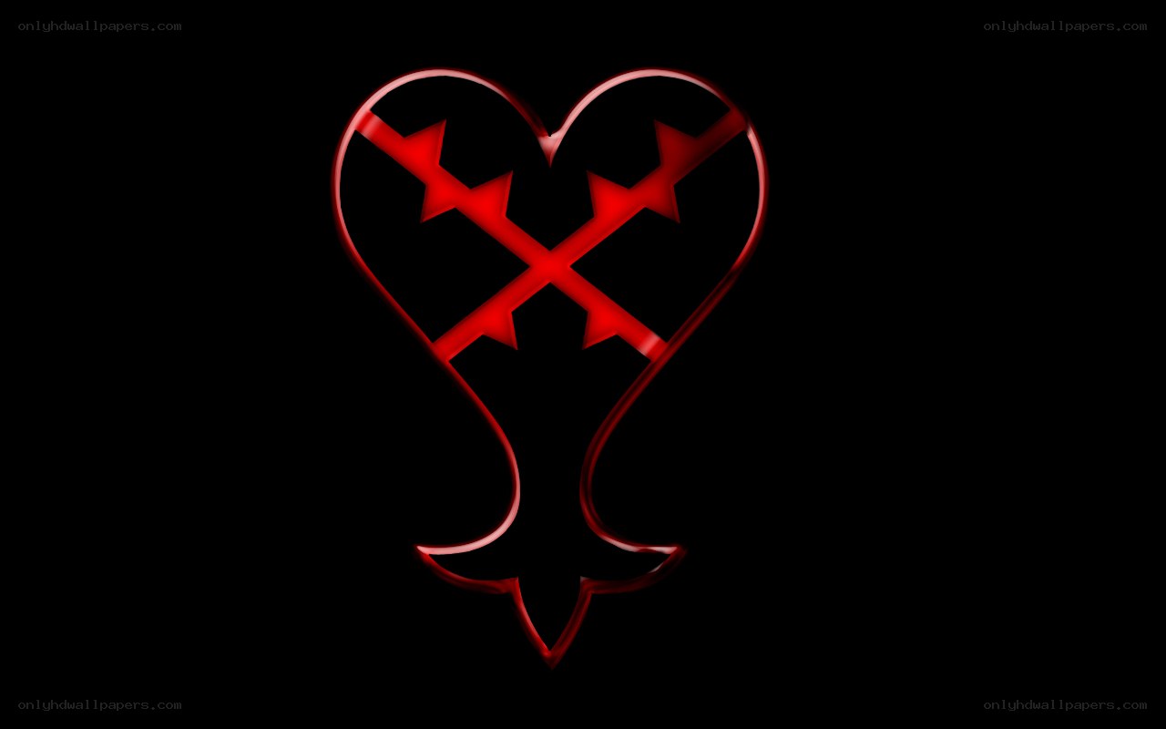 Red heart symbol with crossed arrows