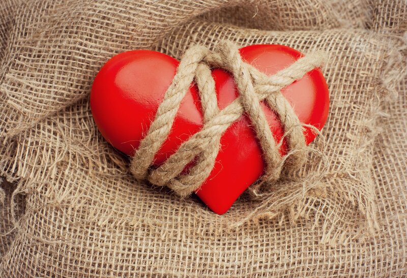 Red Heart Tied with Rope