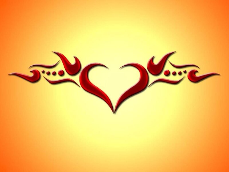 red heart tribal design