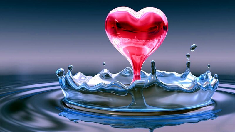 Red Heart Water Splash — Dramatic