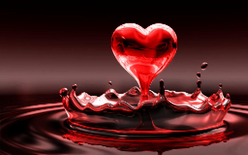 Red heart water splash