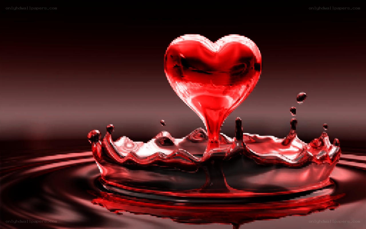 Red heart water splash