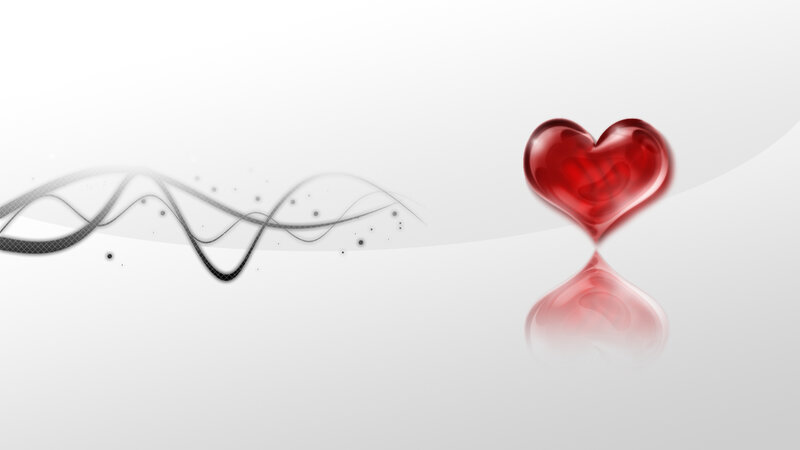 Red heart with abstract waves