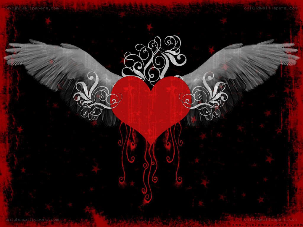 red heart with angel wings