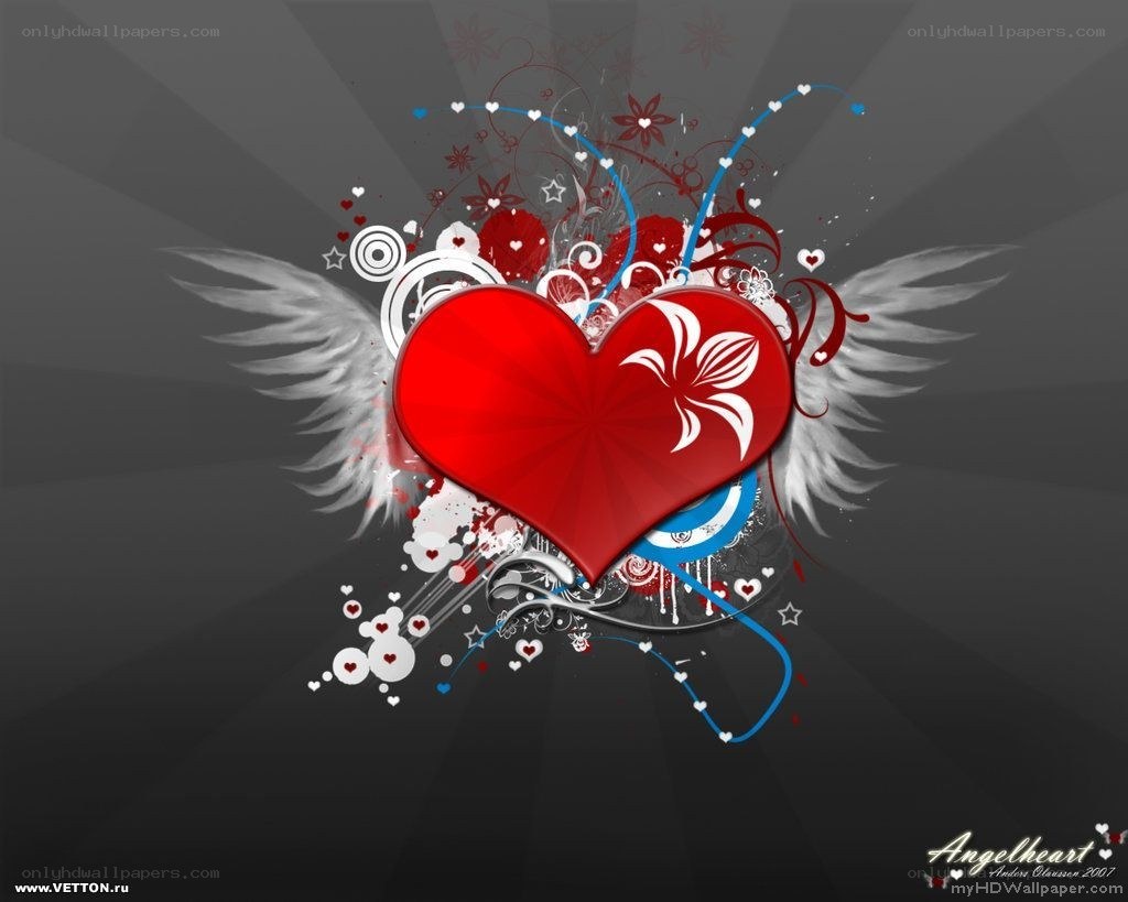 red heart with angel wings