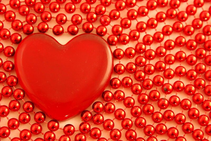 red heart with beads