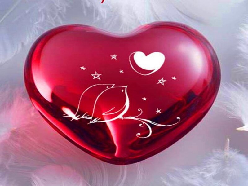 Red Heart with Birds