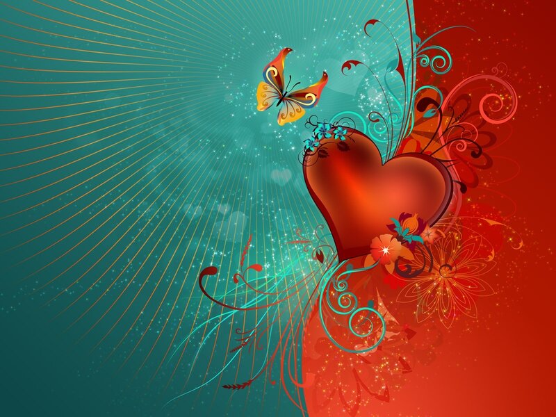 Red Heart with Butterfly — Romantic