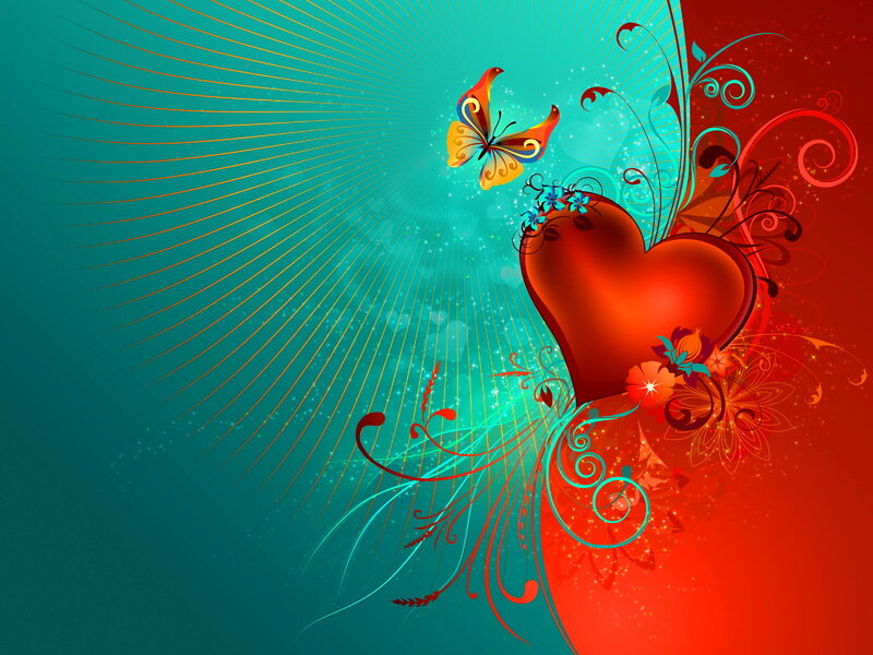 Red Heart with Butterfly — Vibrant