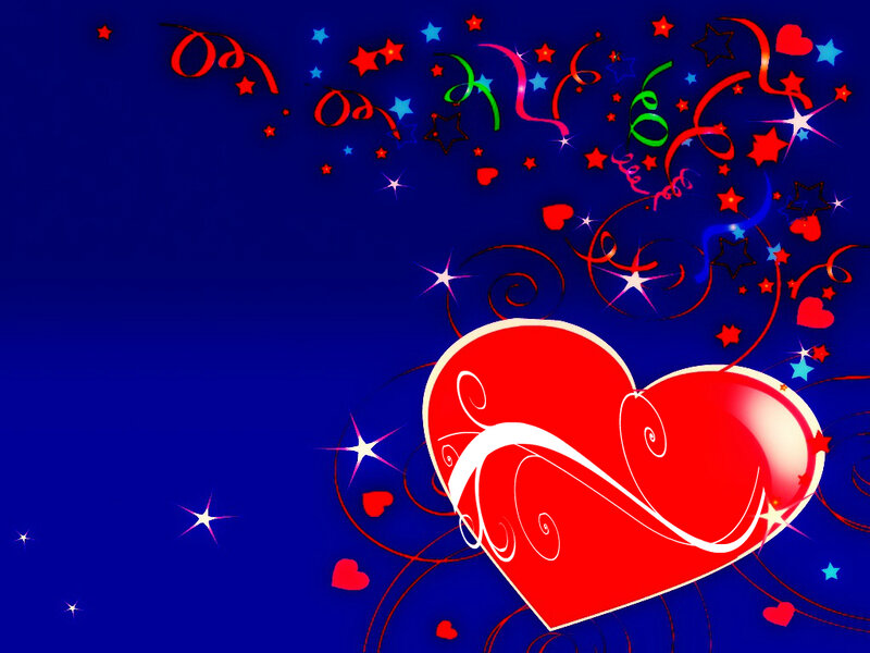 Red Heart with Confetti