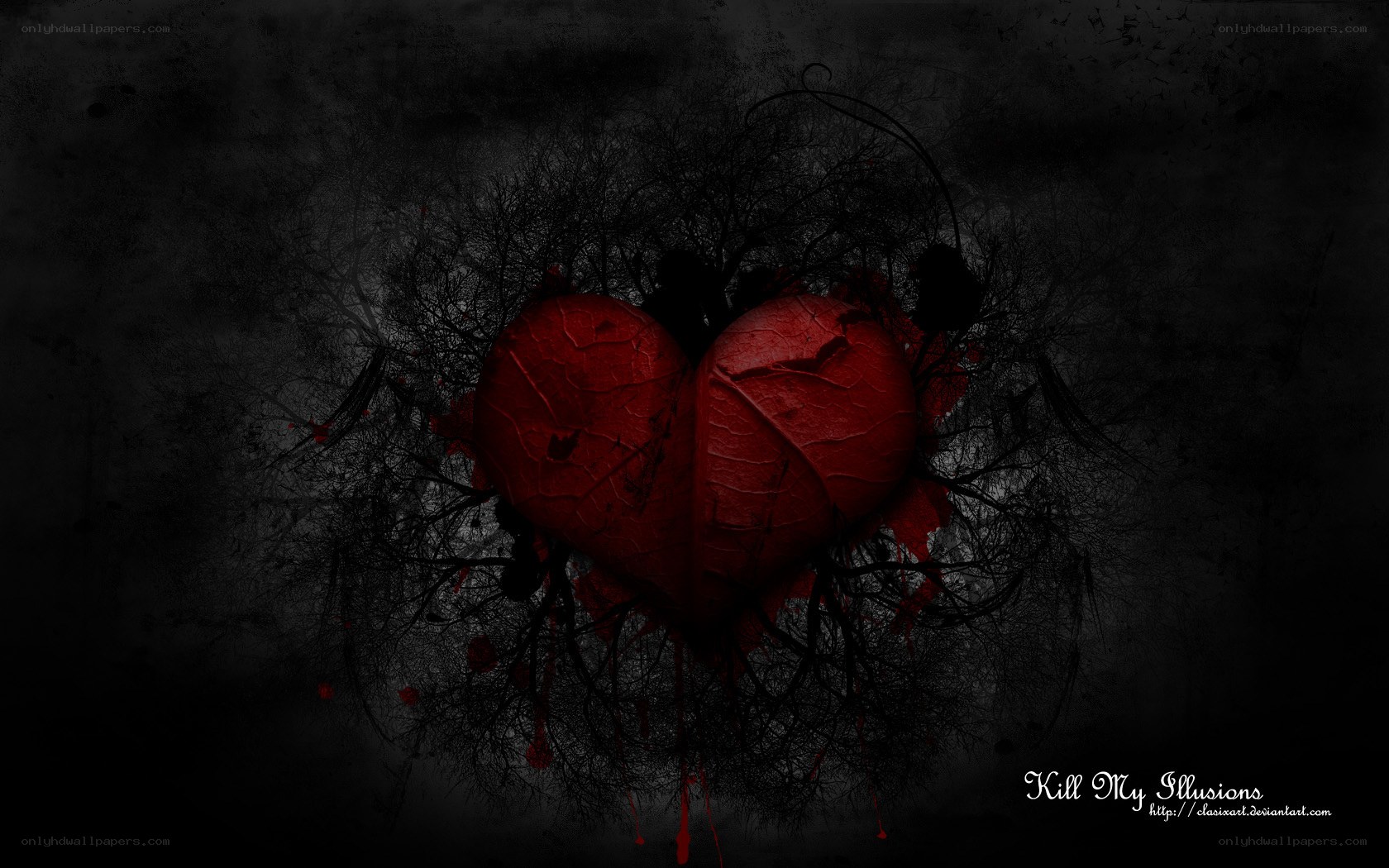 red heart with dark branches