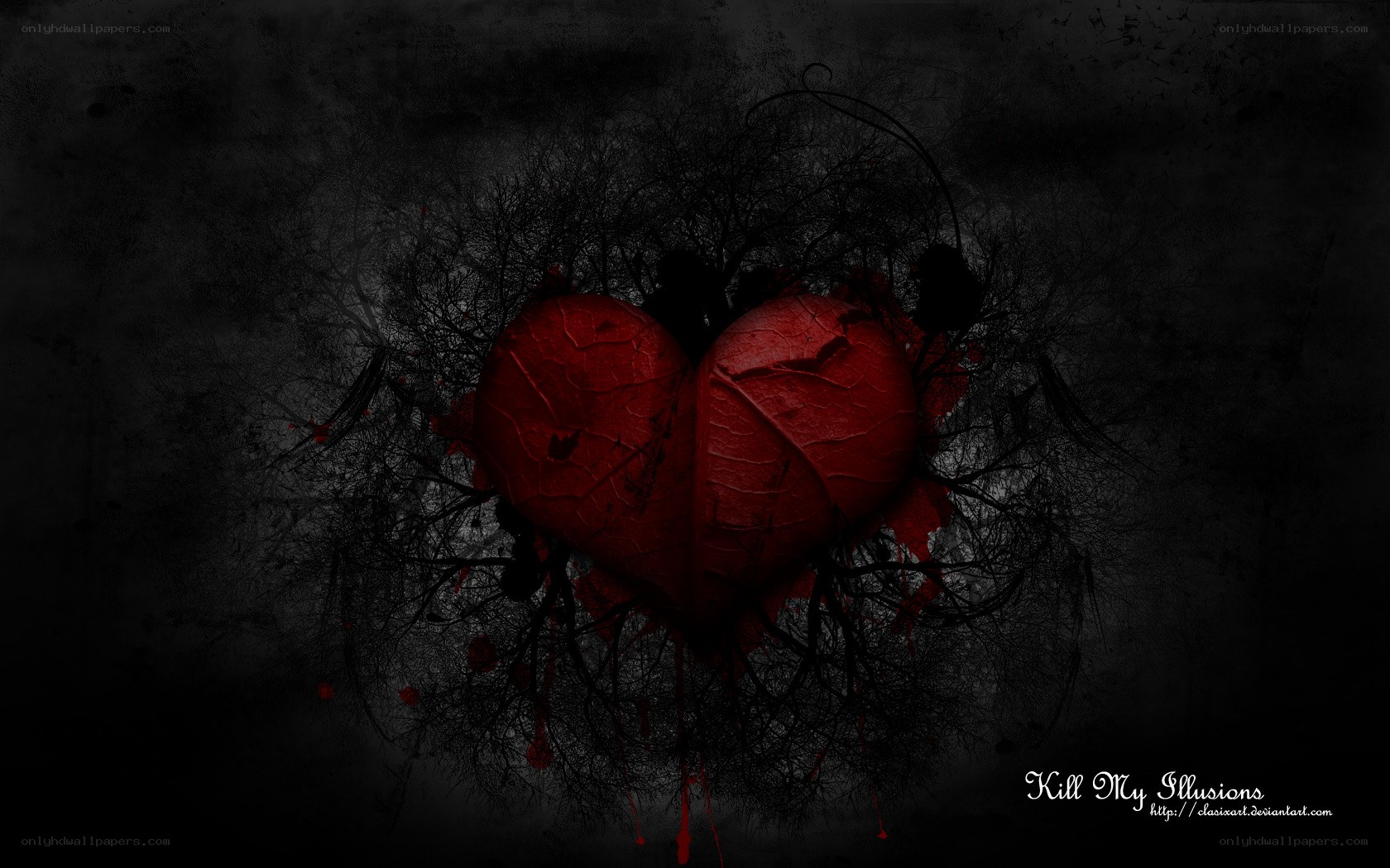 Red heart with dark branches