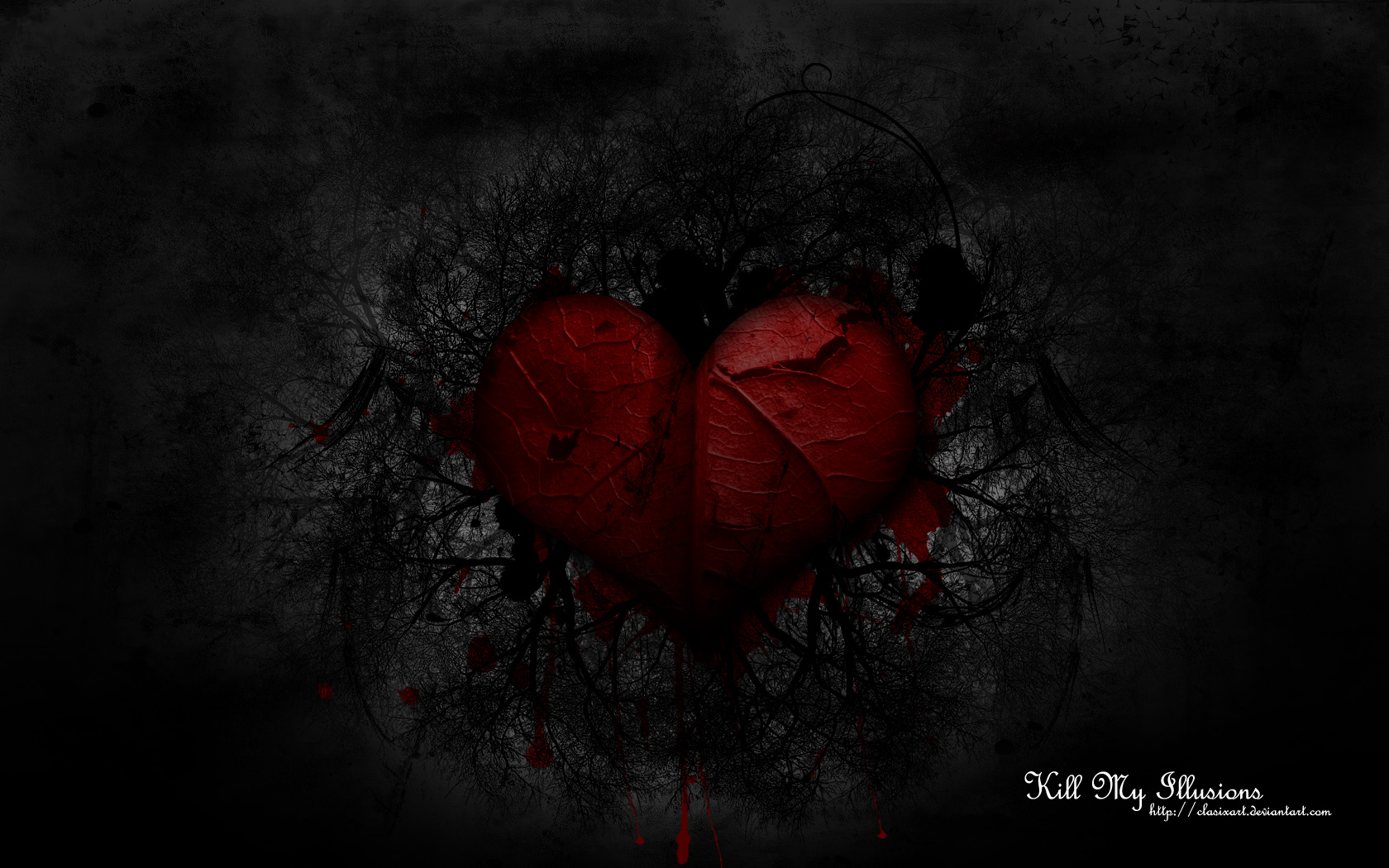 Red heart with dark branches