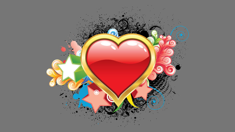 Red Heart with Decorative Elements — Festive