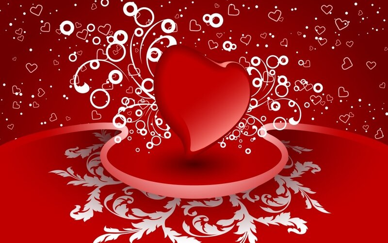 red heart with decorative swirls