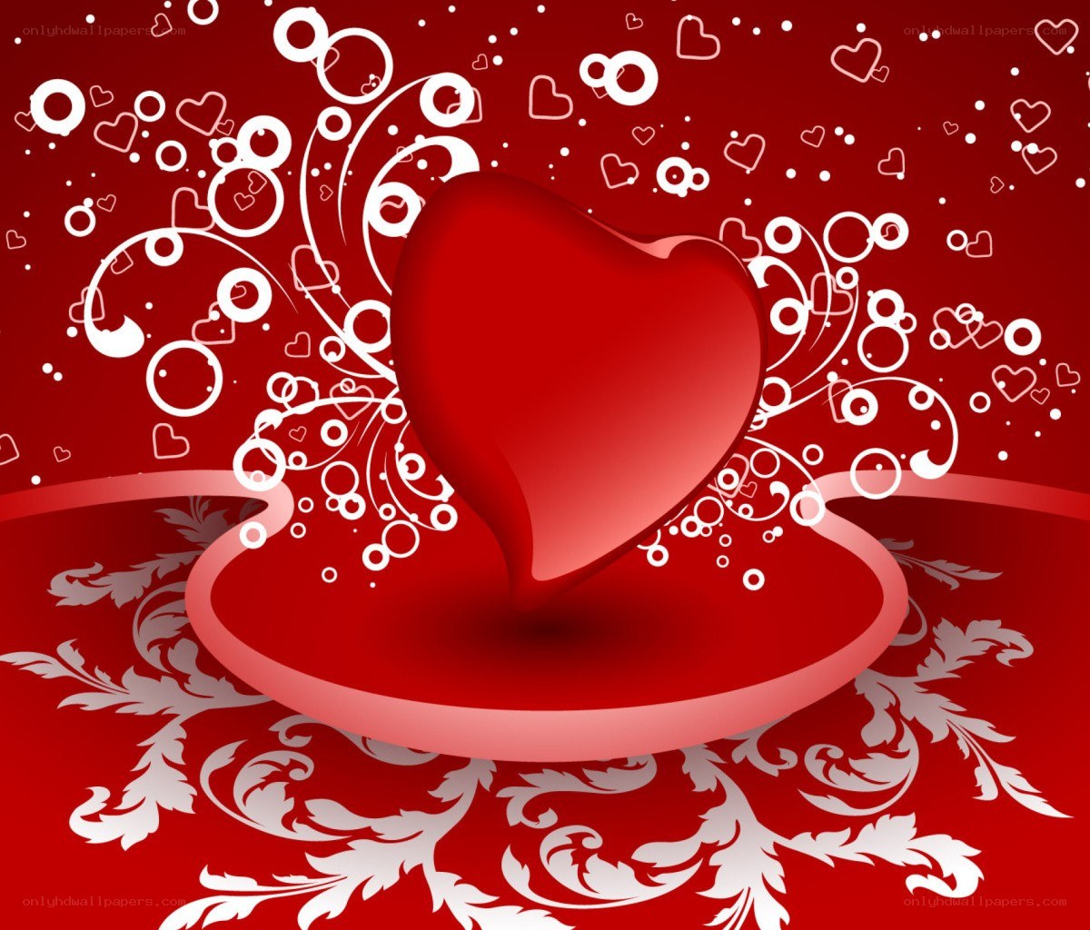 red heart with decorative swirls