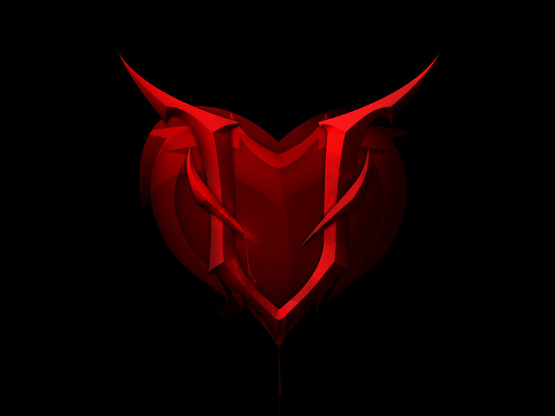 red heart with devil horns