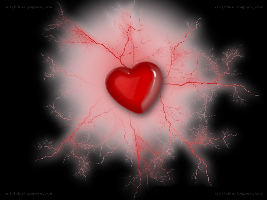red heart with electric energy
