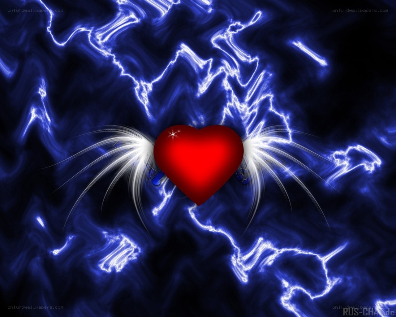 red heart with electric wings