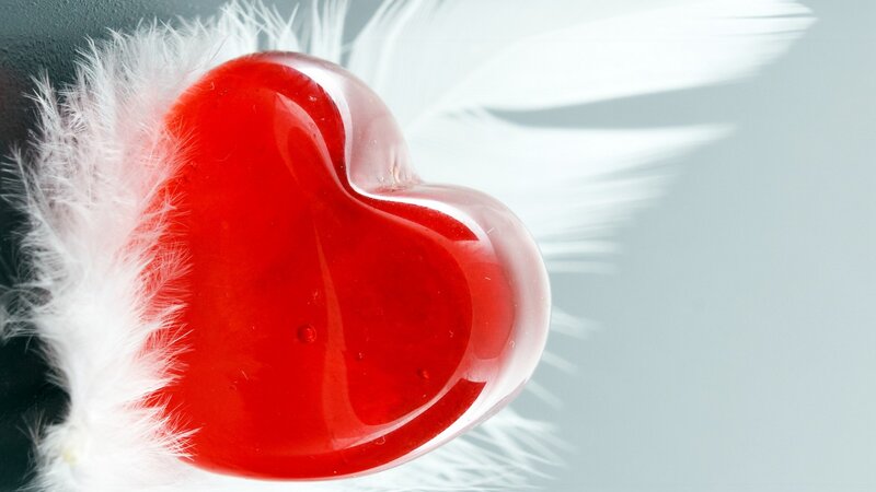 Red Heart with Feathers — Serene