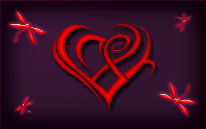 red heart with floral accents