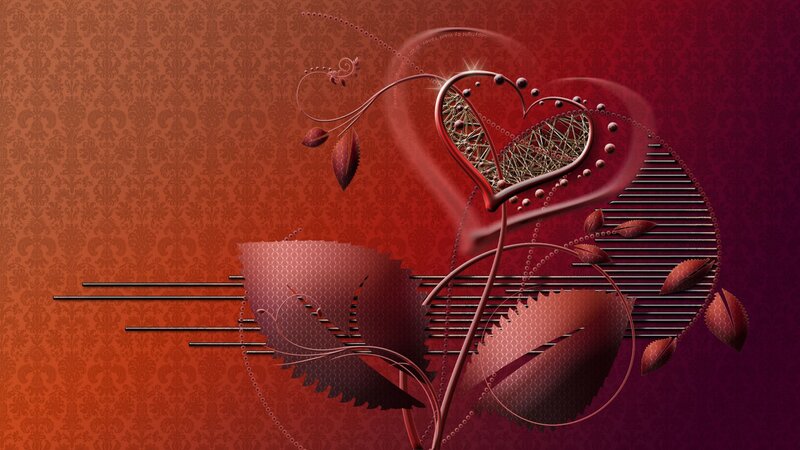 Red heart with floral design