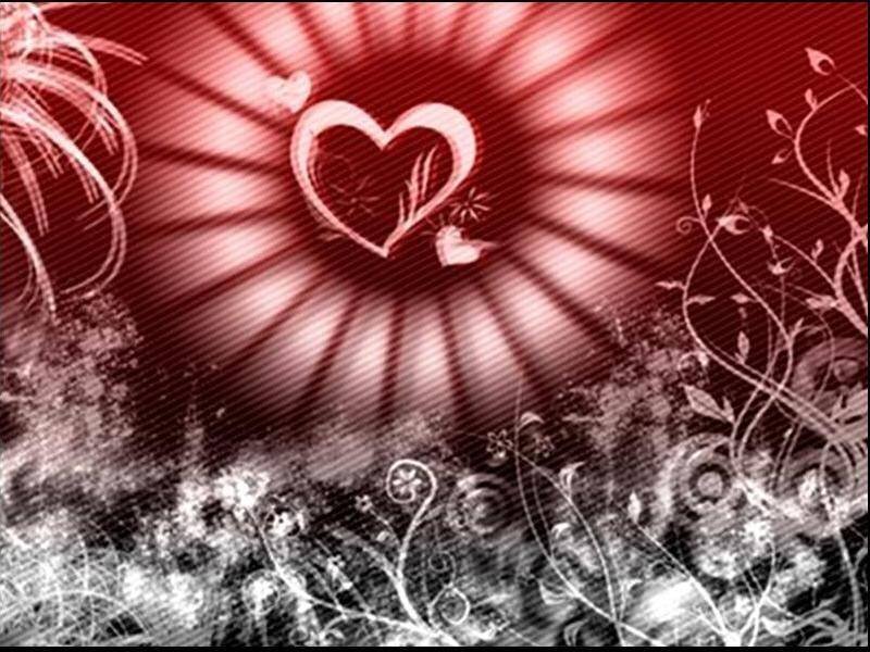 red heart with floral design