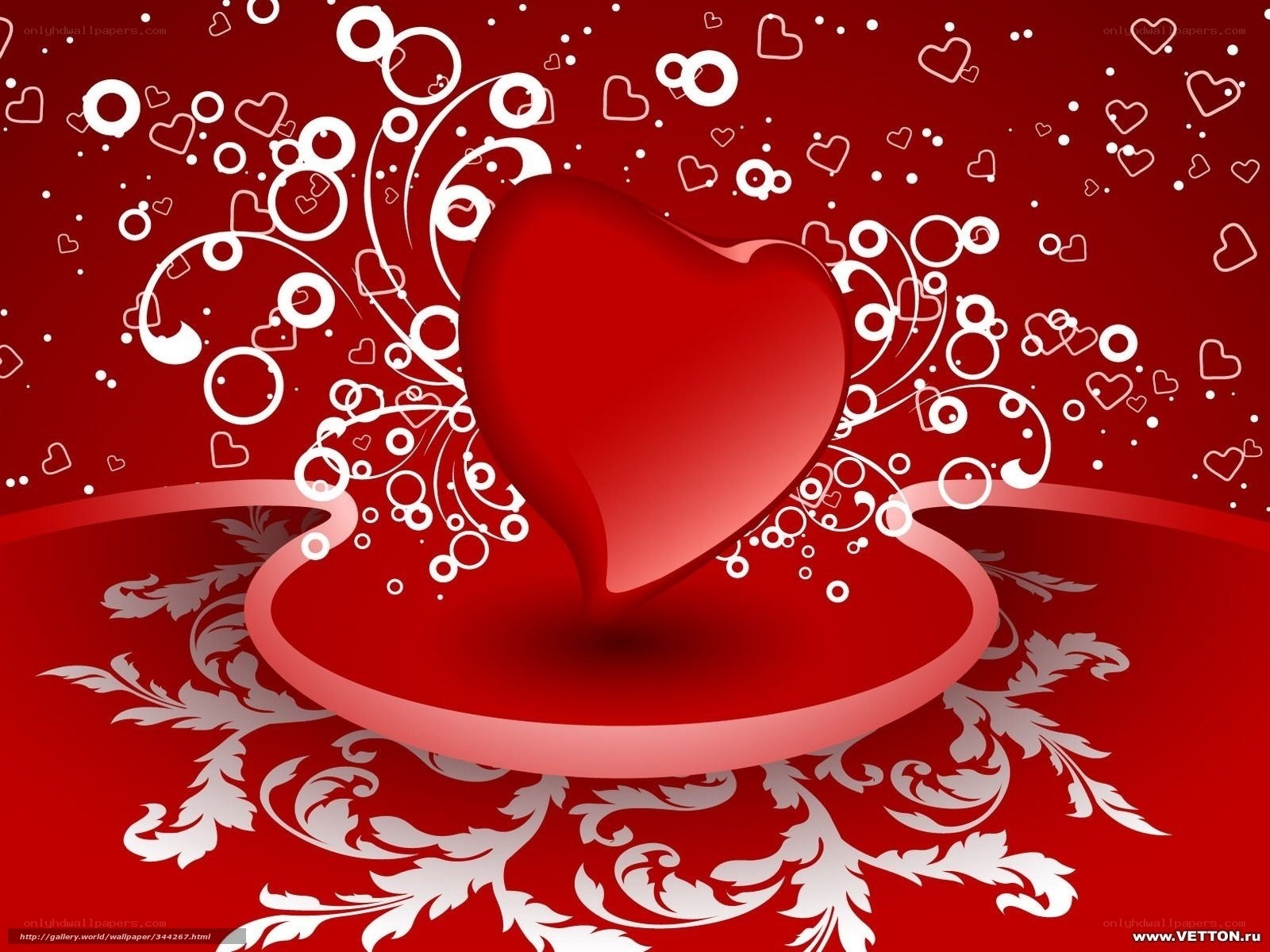 red heart with floral design