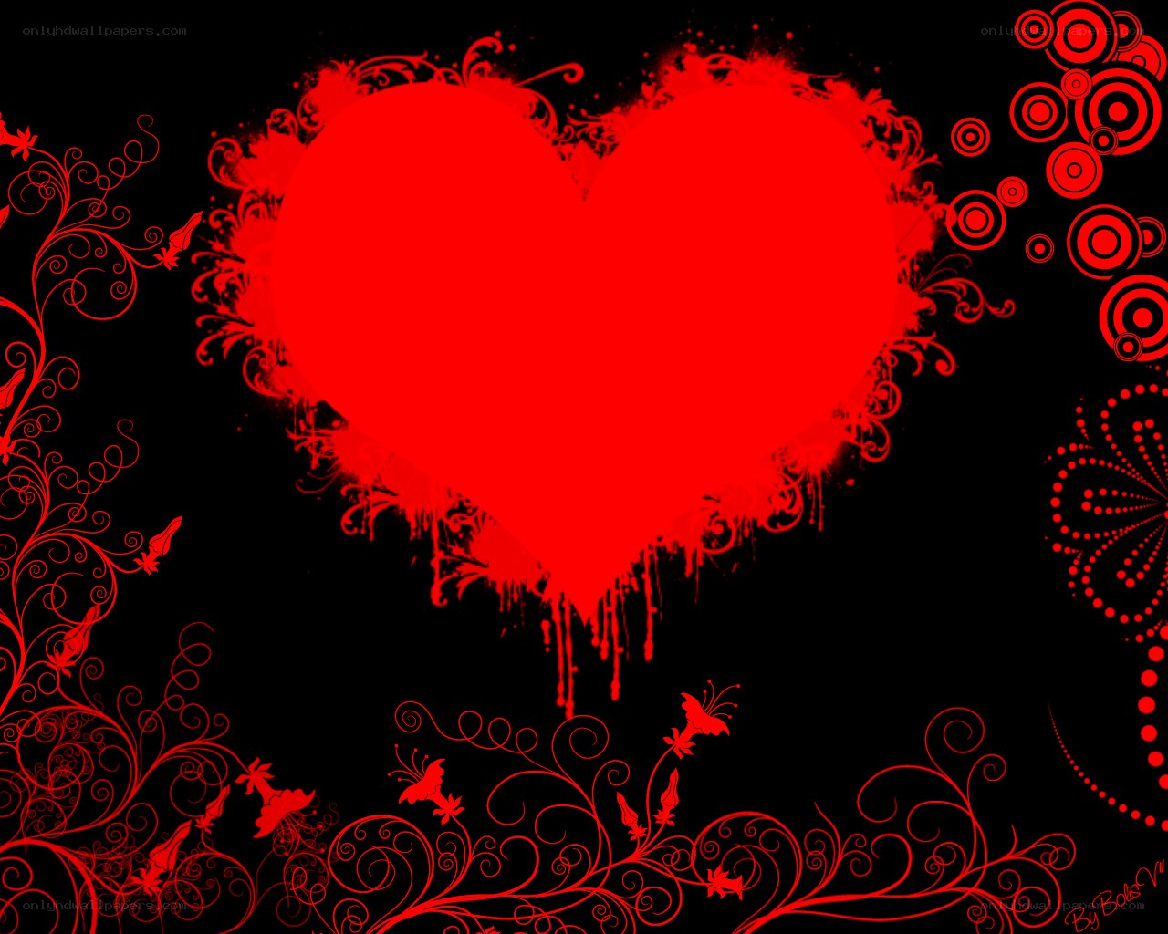 red heart with floral design